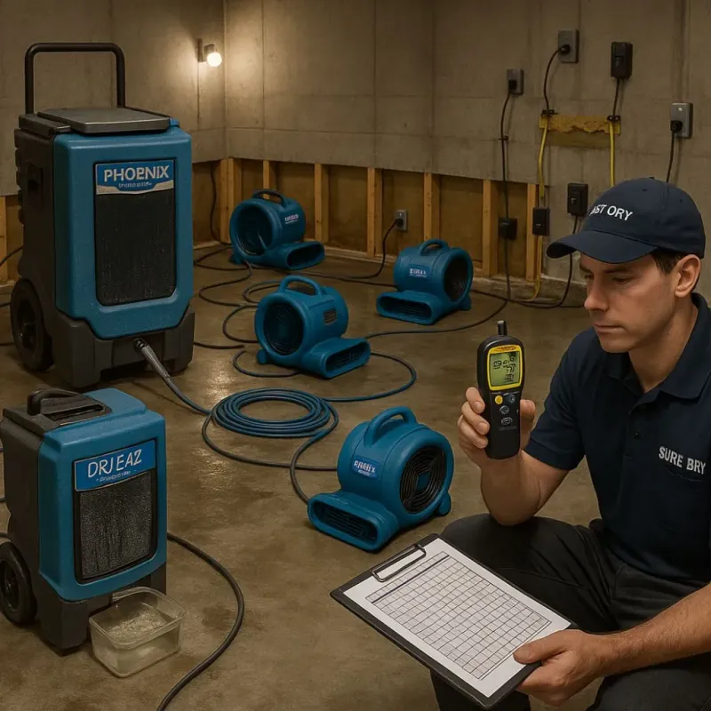 Structural Drying and Dehumidification process in Oak Ridge, FL
